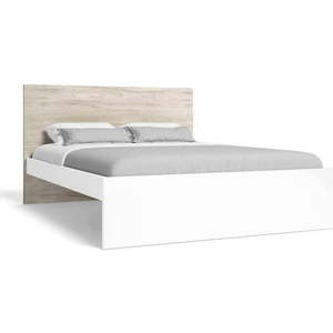 Bílá/přírodní dvoulůžková postel v dekoru dubu 140x190 cm Sahara – Marckeric obraz