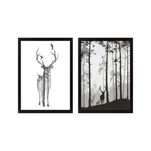 Sada plakátů v rámu 2 ks 34x44 cm Deer – Wallity obraz