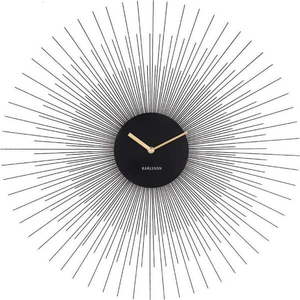 Černé nástěnné hodiny Karlsson Peony Large, ø 60 cm obraz