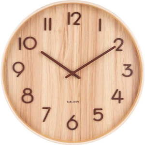 Světle hnědé nástěnné hodiny z lipového dřeva Karlsson Pure Medium, ø 40 cm obraz