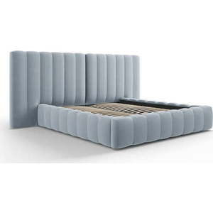Světle modrá čalouněná dvoulůžková postel s úložným prostorem a roštem 160x200 cm Gina – Milo Casa obraz