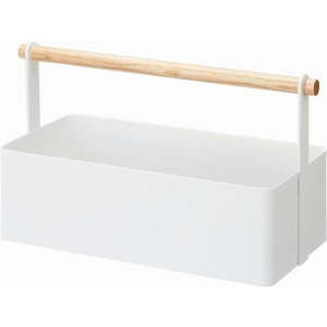 Bílý multifunkční box s detailem z bukového dřeva YAMAZAKI Tosca Tool Box, délka 29 cm obraz