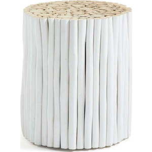 Bílý odkládací stolek z teakového dřeva Kave Home Filippo, ⌀ 35 cm obraz