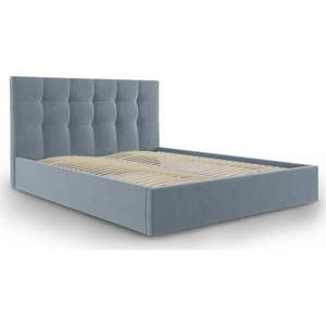 Světle modrá čalouněná dvoulůžková postel s úložným prostorem s roštem 180x200 cm Nerin – Mazzini Beds obraz