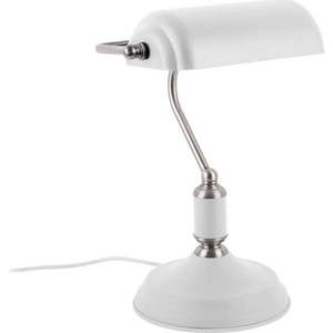 Bílá stolní lampa s detaily ve stříbrné barvě Leitmotiv Bank obraz