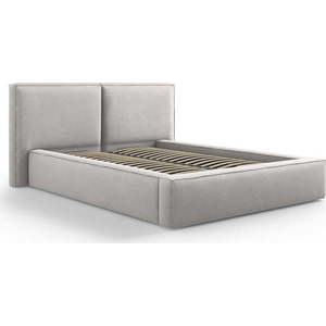 Světle šedá čalouněná dvoulůžková postel s úložným prostorem a roštem 140x200 cm Arendal – Cosmopolitan Design obraz