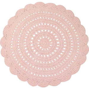 Růžový ručně háčkovaný koberec z bavlny Nattiot Alma, ø 120 cm obraz