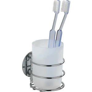 Bílý samodržící kelímek na zubní kartáčky z nerezové oceli – Wenko obraz