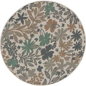 Béžovo-zelený venkovní koberec Universal Floral, ø 115 cm obraz