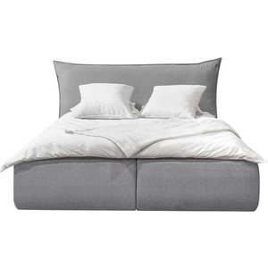 Světle šedá čalouněná dvoulůžková postel s úložným prostorem s roštem 160x200 cm Jade – Bobochic Paris obraz