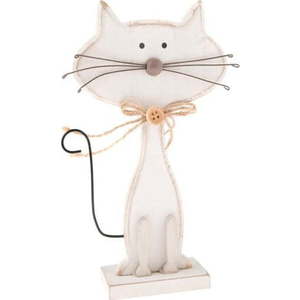 Bílá dřevěná dekorace ve tvaru kočky Dakls Cats, výška 18 cm obraz