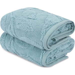 Tyrkysové bavlněné ručníky v sadě 2 ks 50x90 cm Estela – Foutastic obraz