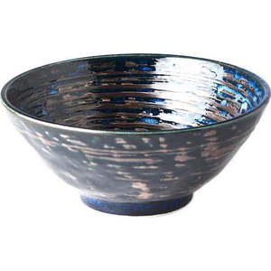 Tmavě modrá keramická mísa MIJ Copper Swirl, ø 20 cm obraz