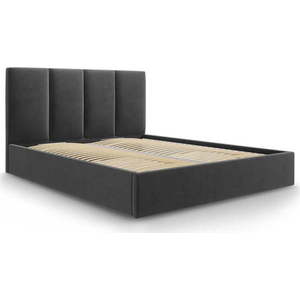 Tmavě šedá čalouněná dvoulůžková postel s úložným prostorem s roštem 180x200 cm Juniper – Mazzini Beds obraz