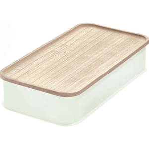 Bílý úložný box s víkem ze dřeva paulownia iDesign Eco, 21, 3 x 43 cm obraz