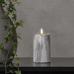 Šedo-bílá betonová LED svíčka Star Trading Flamme Marble, výška 15 cm obraz