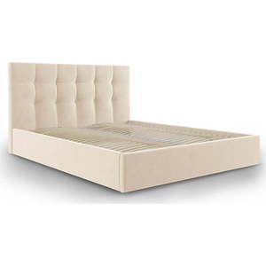Béžová čalouněná dvoulůžková postel s úložným prostorem s roštem 180x200 cm Nerin – Mazzini Beds obraz