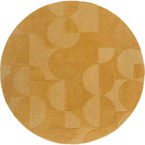 Žlutý vlněný kulatý koberec ø 160 cm Gigi - Flair Rugs obraz