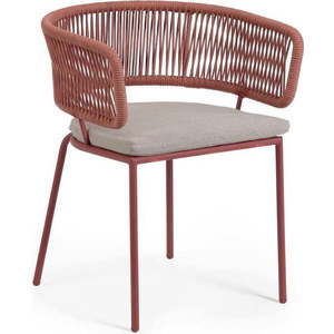Zahradní židle s ocelovou konstrukcí a hnědým výpletem Kave Home Nadin obraz