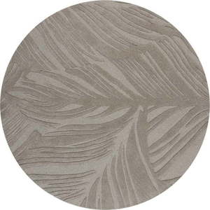 Šedý vlněný kulatý koberec ø 160 cm Leaf - Flair Rugs obraz