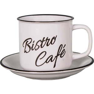 Bílý kameninový šálek s podšálkem Antic Line Bistro - Café obraz