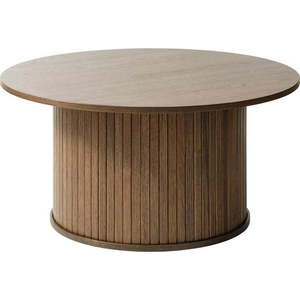 Hnědý kulatý konferenční stolek v dekoru dubu ø 90 cm Nola – Unique Furniture obraz