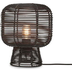 Černá stolní lampa s ratanovým stínidlem (výška 30 cm) Tanami – Good&Mojo obraz