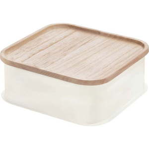 Bílý úložný box s víkem ze dřeva paulownia iDesign Eco, 21, 3 x 21, 3 cm obraz