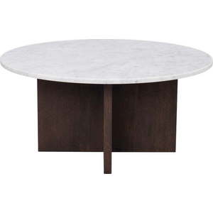 Bílo-hnědý mramorový kulatý konferenční stolek 90x90 cm Brooksville - Rowico obraz