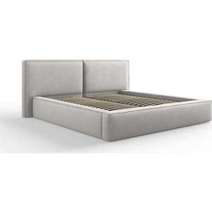 Světle šedá čalouněná dvoulůžková postel s úložným prostorem a roštem 180x200 cm Arendal – Cosmopolitan Design obraz