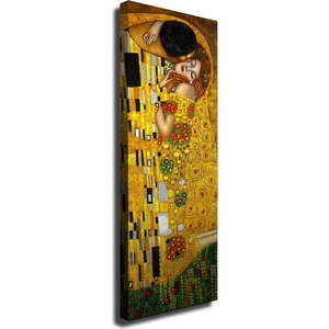 Nástěnná reprodukce na plátně Gustav Klimt The Kiss, 30 x 80 cm obraz