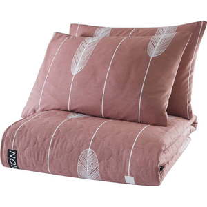 Růžový přehoz přes postel se 2 povlaky na polštář z ranforce bavlny Mijolnir Modena, 225 x 240 cm obraz