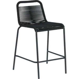 Černá barová židle s ocelovou konstrukcí Kave Home Glenville, výška 62 cm obraz
