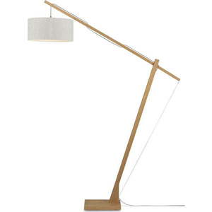 Stojací lampa se světle béžovým stínidlem a konstrukcí z bambusu Good&Mojo Montblanc obraz
