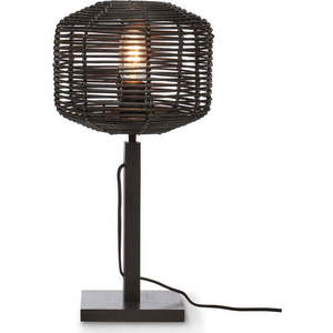 Černá stolní lampa s ratanovým stínidlem (výška 40 cm) Tanami – Good&Mojo obraz