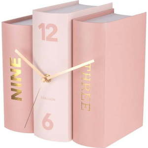 Růžové stolní hodiny ve tvaru knih Karlsson obraz