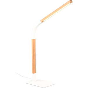 LED stmívatelná stolní lampa v bílé a přírodní barvě s dřevěným stínidlem (výška 73, 5 cm) Norris – Trio obraz
