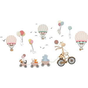 Dětská nástěnná samolepka Ambiance Animals and Hot Air Balloons in the Clouds, 90 x 60 cm obraz