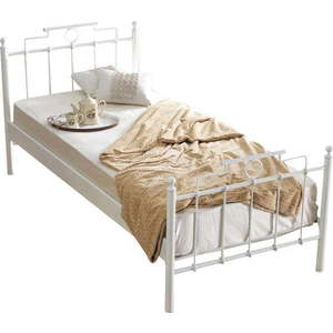Bílá kovová jednolůžková postel s roštem 90x200 cm Hatkus – Kalune Design obraz