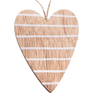 Sada 5 dřevěných závěsných ozdob ve tvaru srdce Dakls, výška 9 cm obraz