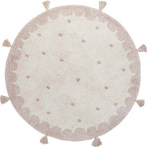 Růžovo-krémový ručně vyrobený bavlněný koberec Nattiot Mallen, ø 110 cm obraz