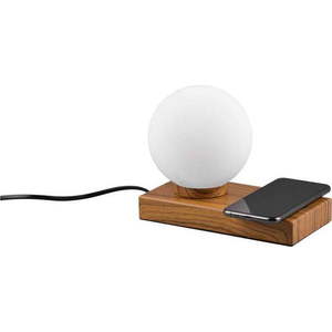Bílo-hnědá stolní lampa s bezdrátovou nabíječkou (výška 15 cm) Chloe – Trio obraz