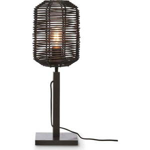 Černá stolní lampa s ratanovým stínidlem (výška 45 cm) Tanami – Good&Mojo obraz
