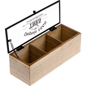 Dřevěná krabička na čaj se 3 přihrádkami Dakls, 22, 5 x 8 cm obraz