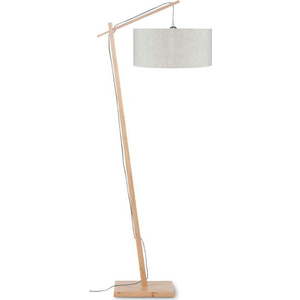 Stojací lampa se světle béžovým stínidlem a konstrukcí z bambusu Good&Mojo Andes obraz