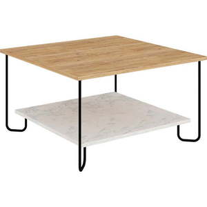Konferenční stolek s deskou v dubovém dekoru v bílo-přírodní barvě 80x80 cm Tonka – Marckeric obraz