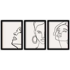 Sada 3 obrazů v černém rámu Vavien Artwork Lady, 35 x 45 cm obraz