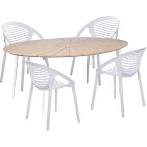 Set 4 bílých jídelních židlí Jaanna a přírodního stolu Marienlist – Bonami Essentials obraz