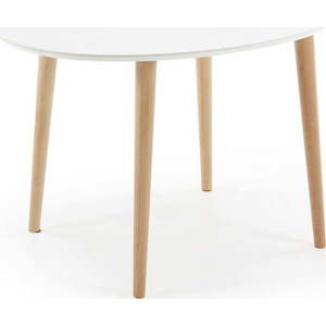 Bílý rozkládací jídelní stůl s bílou deskou 90x120 cm Oqui – Kave Home obraz