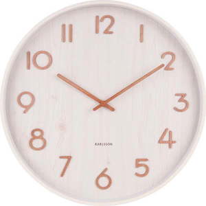 Bílé nástěnné hodiny z lipového dřeva Karlsson Pure Medium, ø 40 cm obraz